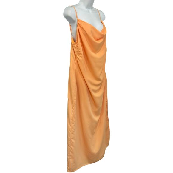 Pretty Lavish Orange Keisha Midi Dress Cowl Neck Satin Dress size 12 NEW Tags - Picture 3 of 15